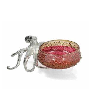 Bläckfisk med glasskål rosaskimrande