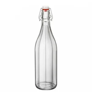 Glasflaska 1lit.med bygelkork (8-kantig)