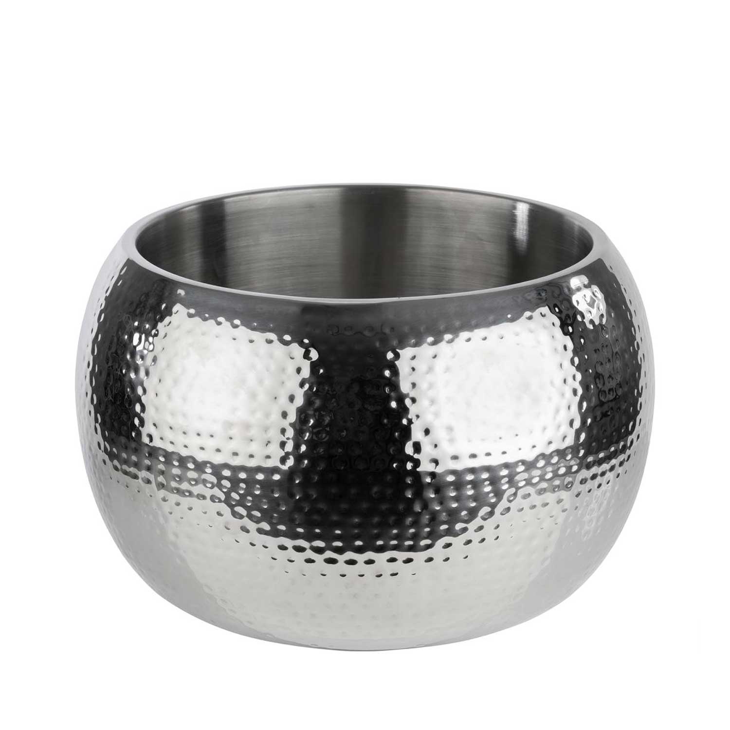 Champagneskål d.370mm rund hamrad silver
