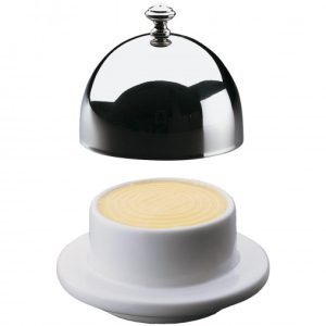 Smörfat m. Cloche porslin/rostfri WMF