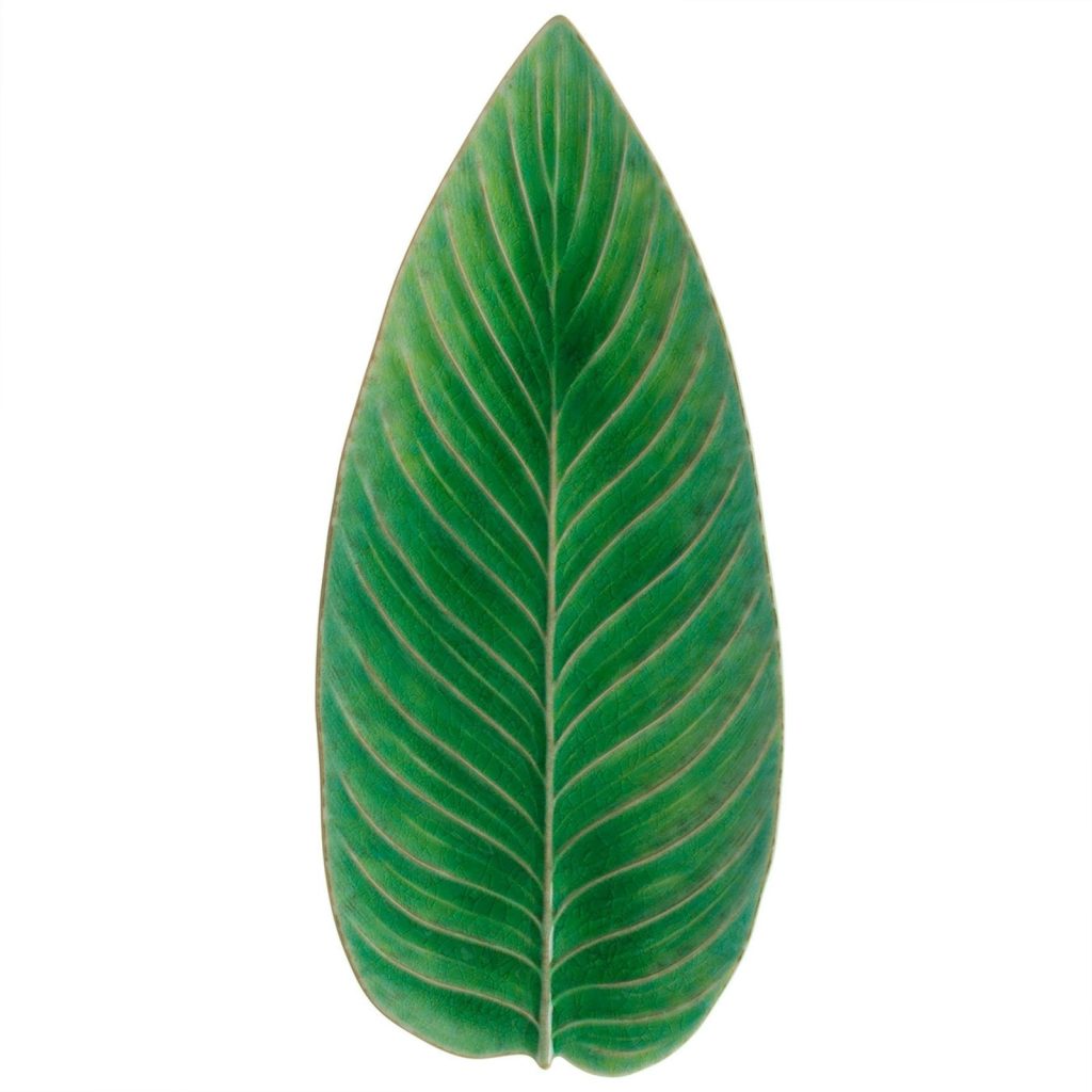 Serveringsfat avlångt löv 40x17x3,6cm Grön