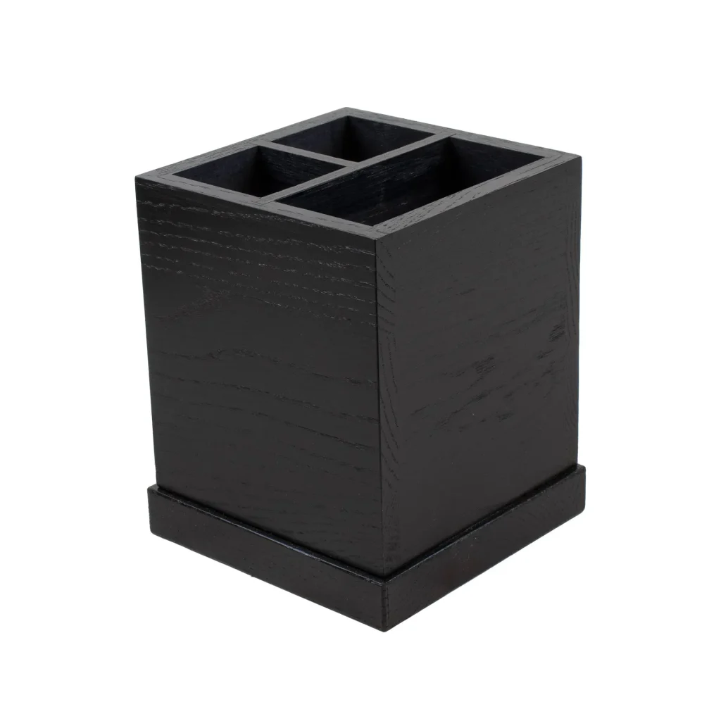 Besticklåda 3-fack svart ek 12x12x15cm