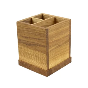 Besticklåda 3-fack ek 12x12x15cm